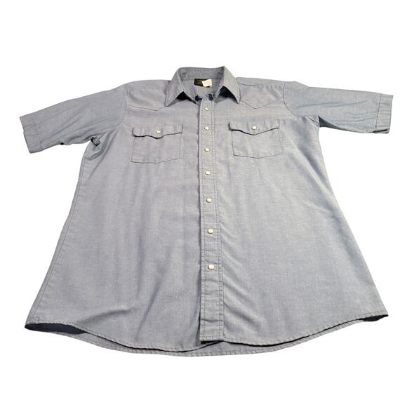 Saddle King Western Men's Pearl Snap Short Sleeve Sz L 16 - 16 1/2 (faded tag) - Picture 2 of 9